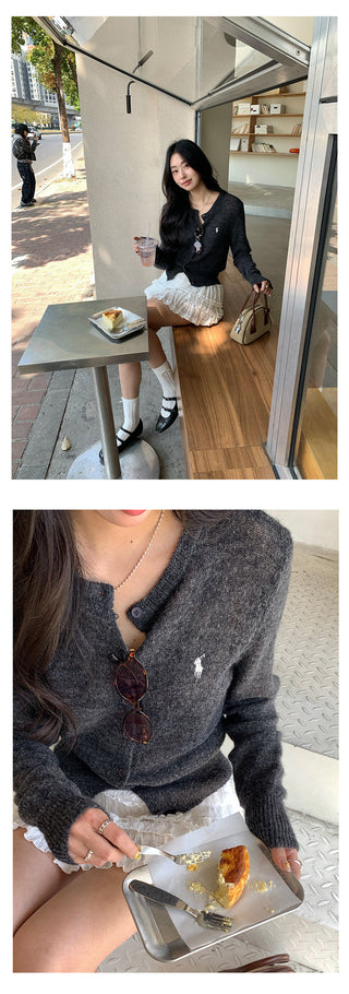 Wool knit cardigan