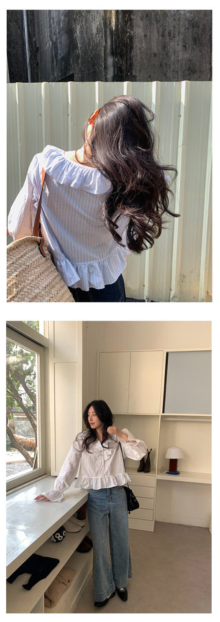 V-neck puff shirt