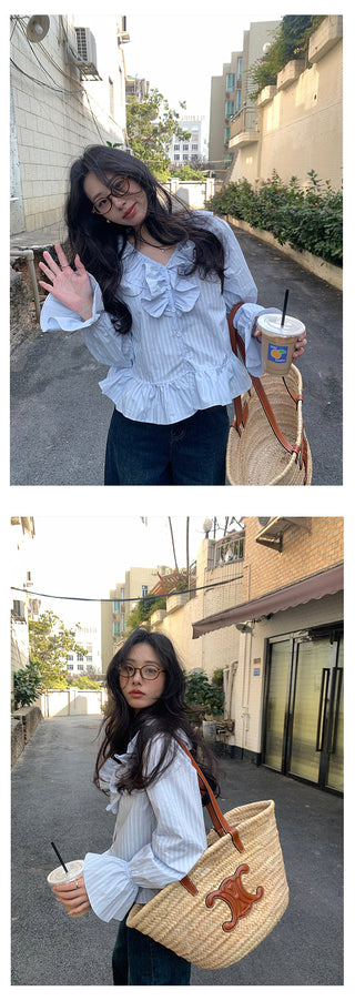 V-neck puff shirt