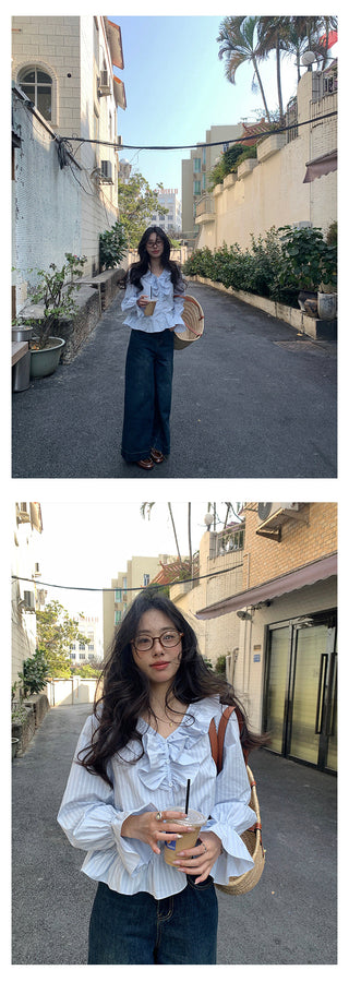 V-neck puff shirt