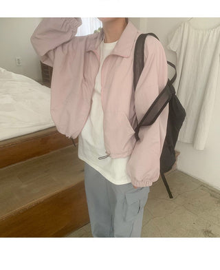 Pure color zipper jacket