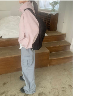 Pure color zipper jacket