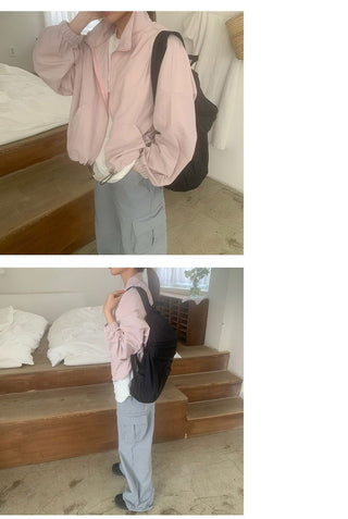 Pure color zipper jacket