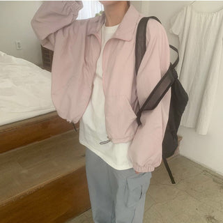 Pure color zipper jacket