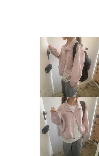 Pure color zipper jacket