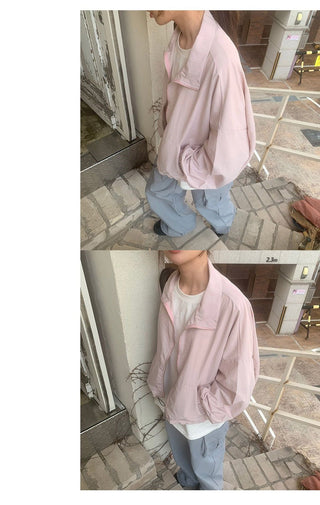 Pure color zipper jacket