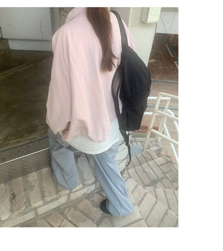 Pure color zipper jacket