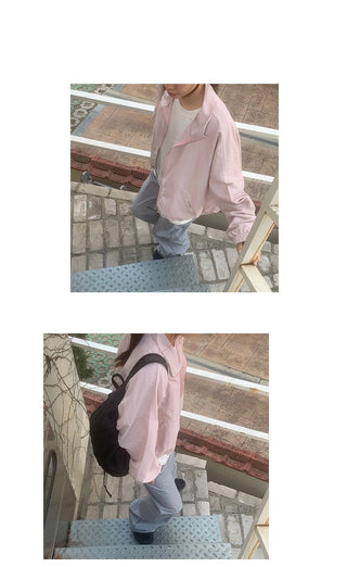 Pure color zipper jacket