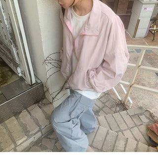 Pure color zipper jacket