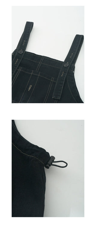 Denim suspender skirt
