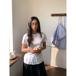 Ruffled hem tee