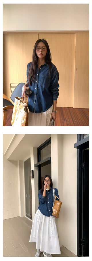 Washed denim shirt