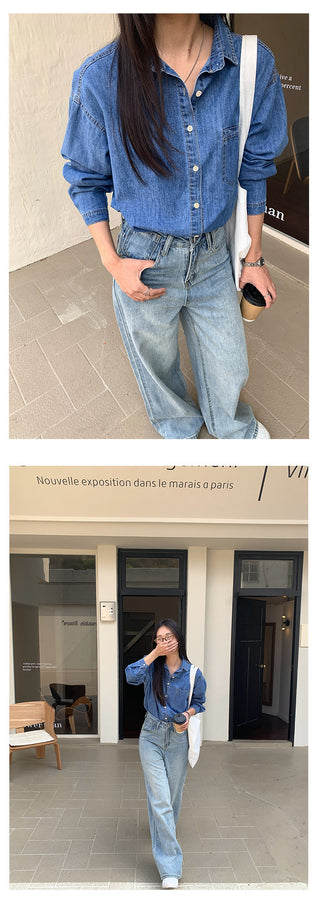 Washed denim shirt