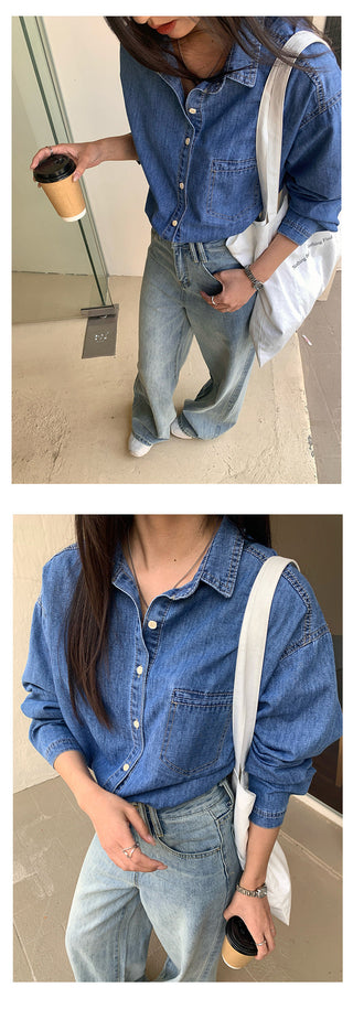 Washed denim shirt