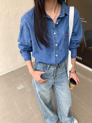 Washed denim shirt