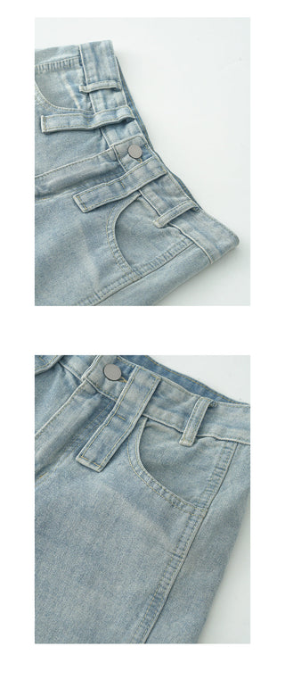 Draping denim pants