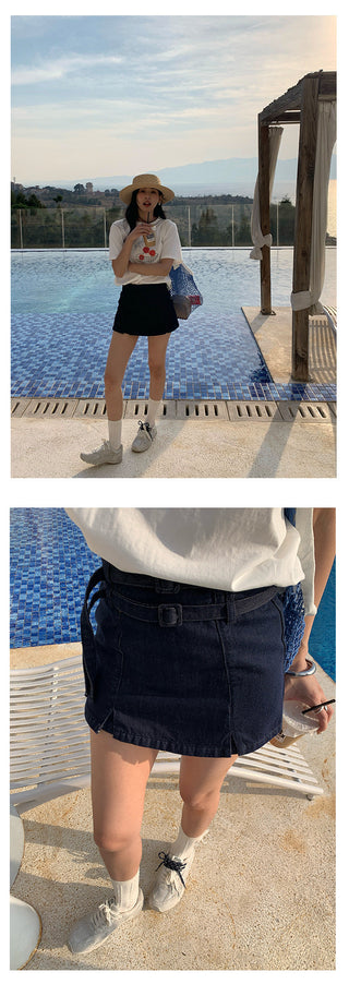 Denim short culottes
