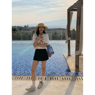Denim short culottes