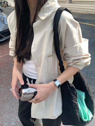Leather tag shirt