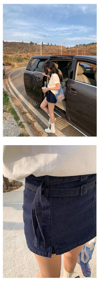 Denim short skirts