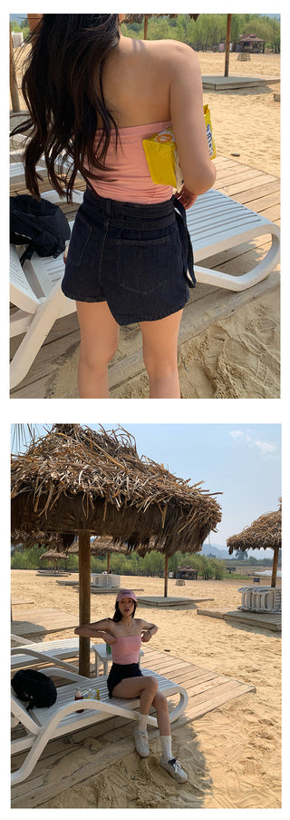 Denim short skirts