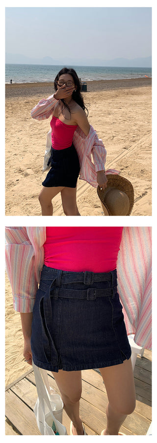 Denim short skirts