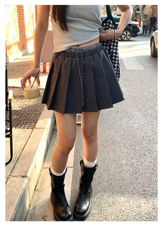 Drawstring pleated skirt