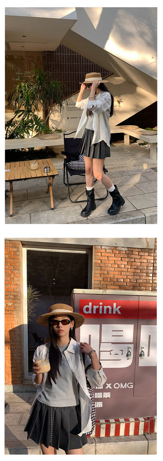 Drawstring pleated skirt