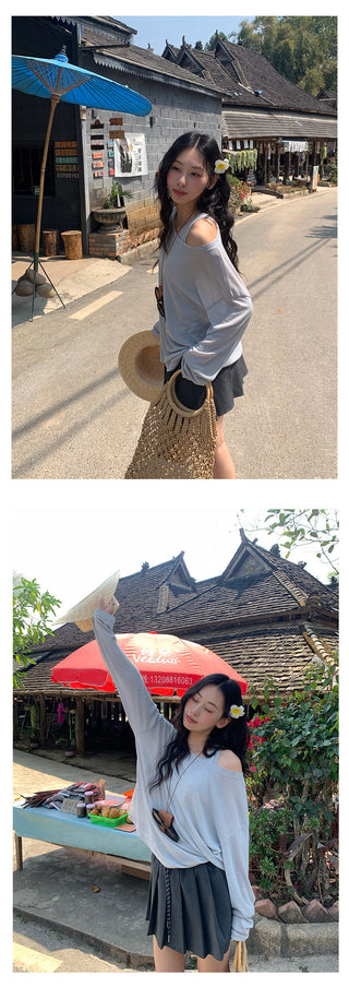 Drawstring pleated skirt