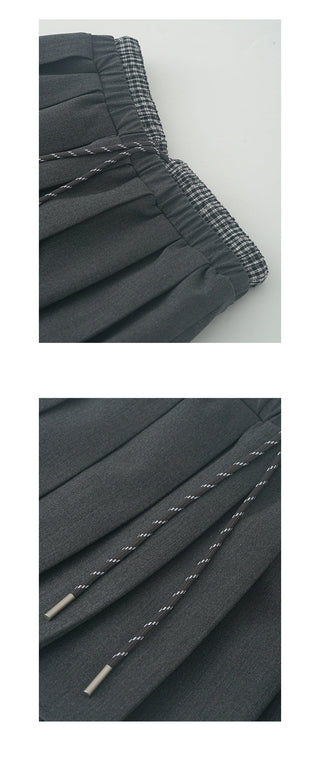 Drawstring pleated skirt