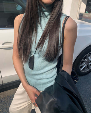 Turtleneck knit vest