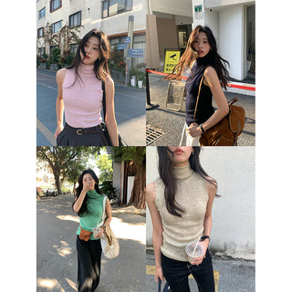 Turtleneck knit vest