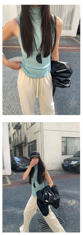 Turtleneck knit vest
