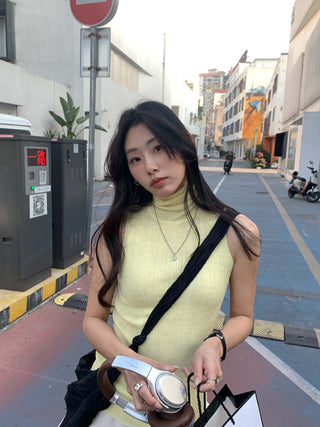 Turtleneck knit vest