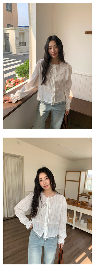 Lace chiffon shirt