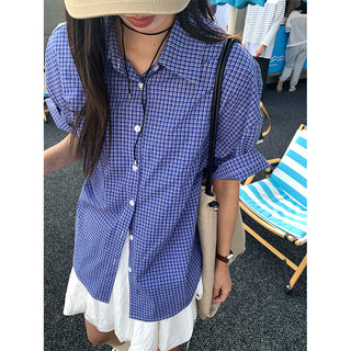 Plaid short-sleeve shirt