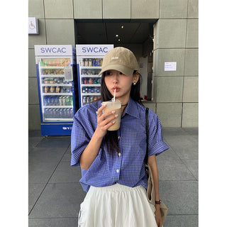 Plaid short-sleeve shirt