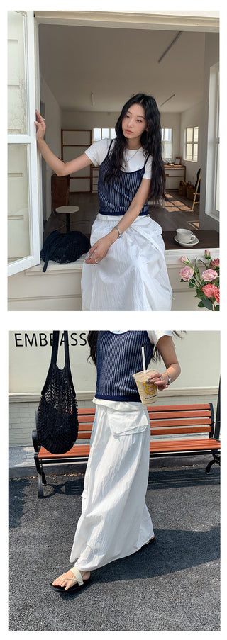 Belted zipper skirt