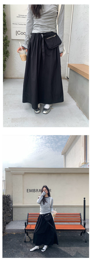 Belted zipper skirt
