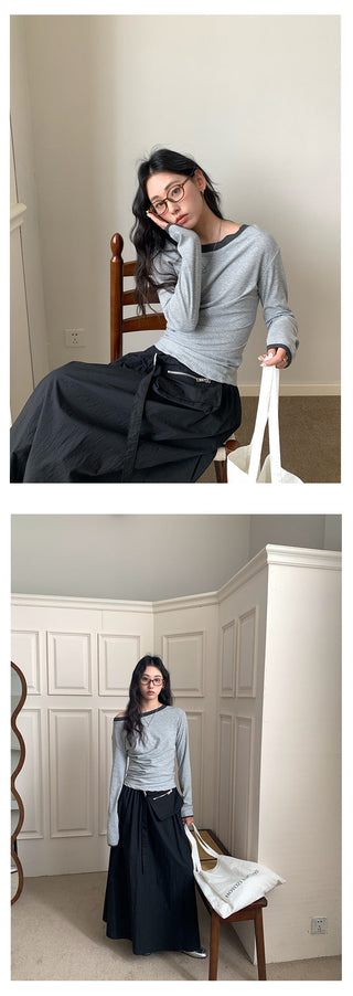 Belted zipper skirt