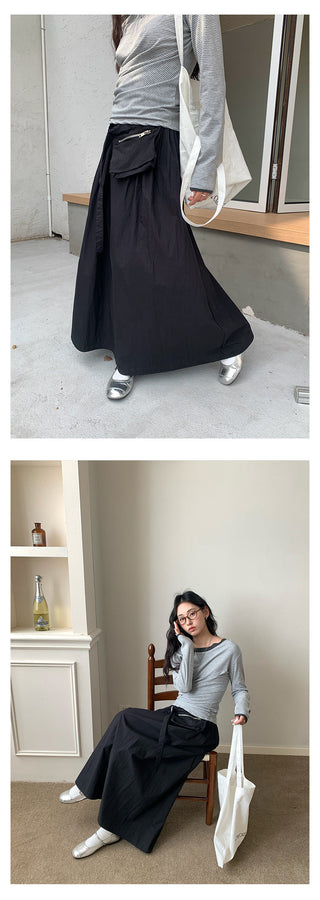 Belted zipper skirt
