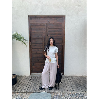 Draping wide-leg pants