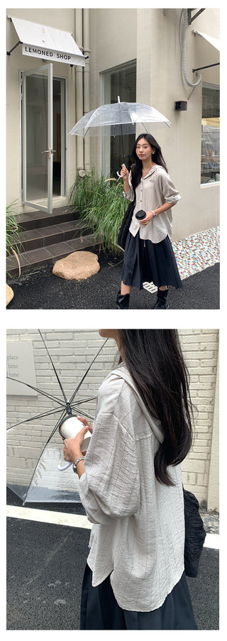 Striped hooded shirt