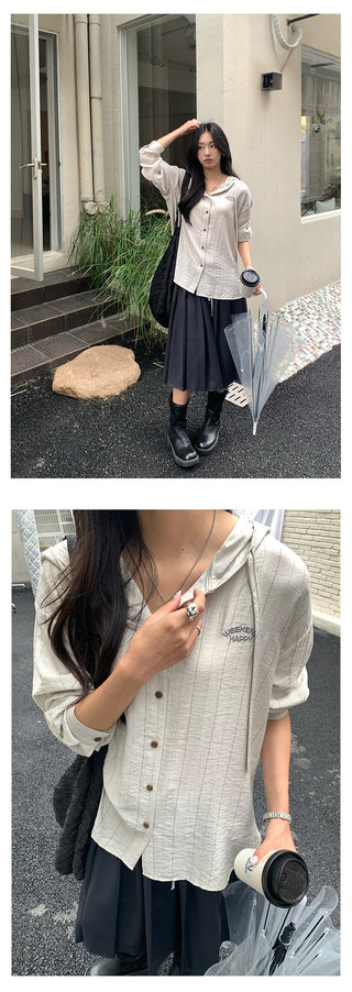 Striped hooded shirt