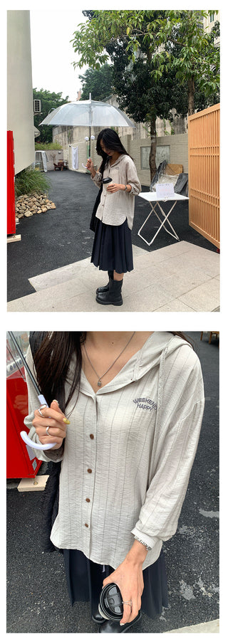 Striped hooded shirt
