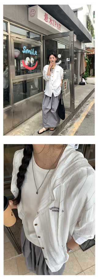 Striped hooded shirt