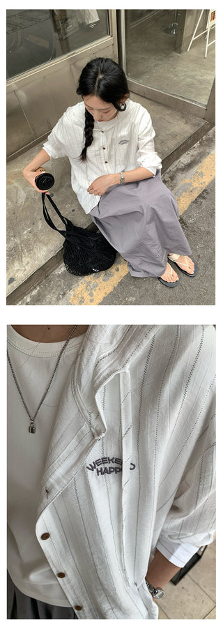Striped hooded shirt