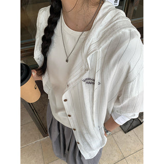 Striped hooded shirt
