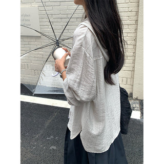 Striped hooded shirt