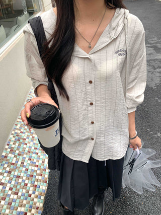 Striped hooded shirt